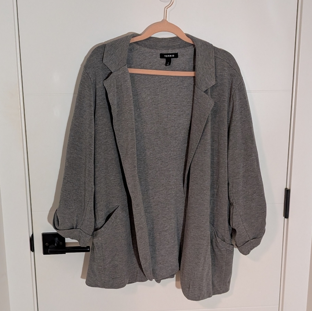 Torrid Grey Open Front Soft Blazer Size 2